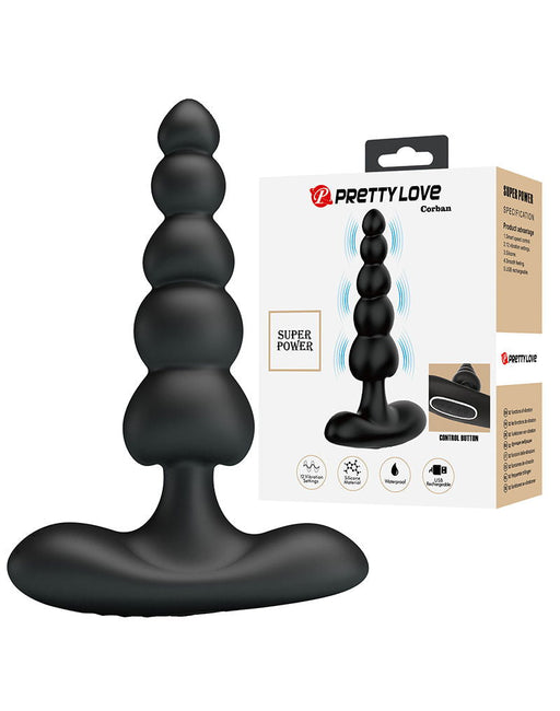 Pretty Love - Corban - Anale Kralen Vibrator - Zwart-Erotiekvoordeel.nl