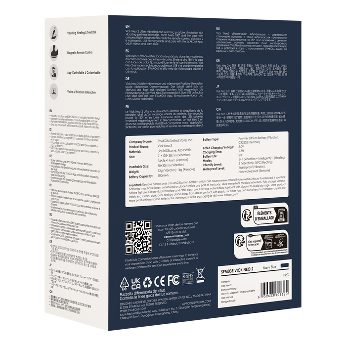 Svakom - Connexion Series Vick Neo 2 - Prostaat Vibrator - App Control - Donkerblauw-Erotiekvoordeel.nl