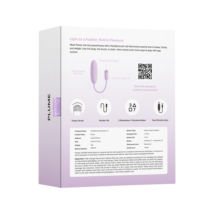 Svakom - Plume - Bullet Vibrator met Flexibel Clitoris Kwastje - Pastel Lilac-Erotiekvoordeel.nl