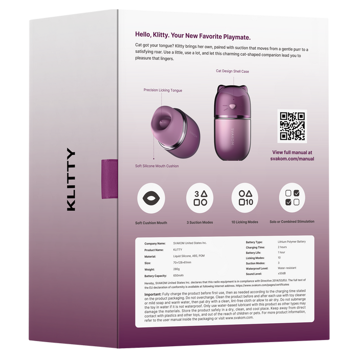 Svakom - Klitty - Likkende & Zuigende Clitoris Stimulator - Dusty Lavender-Erotiekvoordeel.nl