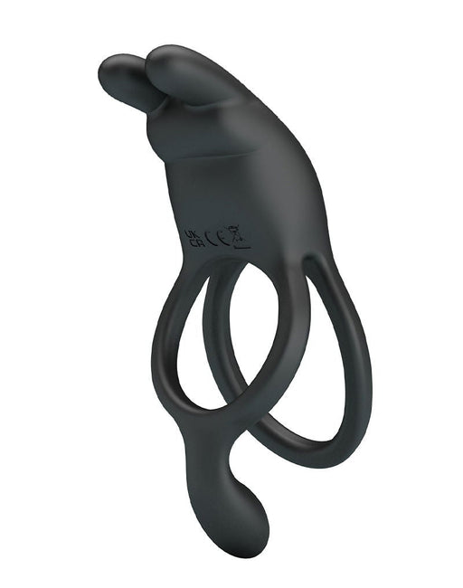 Pretty Love - Seth - Vibrerende Dubbele Cockring - Zwart-Erotiekvoordeel.nl