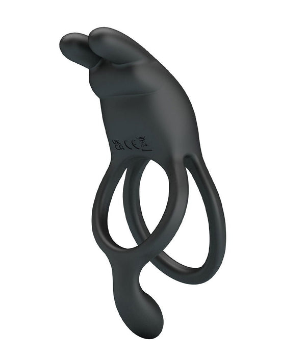 Pretty Love - Seth - Vibrerende Dubbele Cockring - Zwart-Erotiekvoordeel.nl