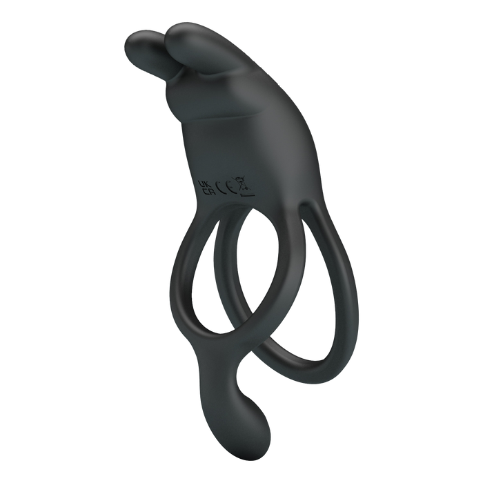 Pretty Love - Seth - Vibrerende Dubbele Cockring - Zwart-Erotiekvoordeel.nl