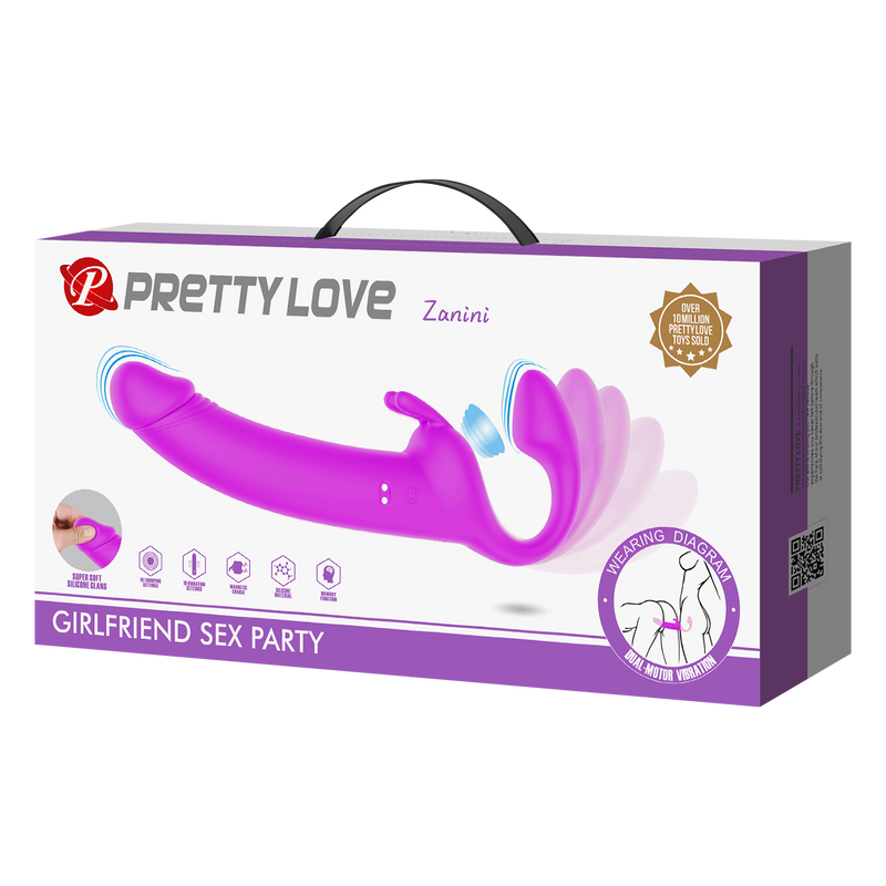 Pretty Love - Zanini - Vibrerende Strapless Strap-On - Diep Roze-Laced-up.nl
