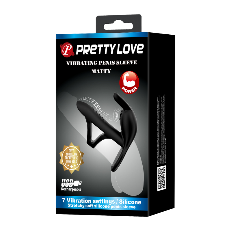 Pretty Love - Matty - Vibrerende Penis Sleeve - Zwart-laced-up.nl