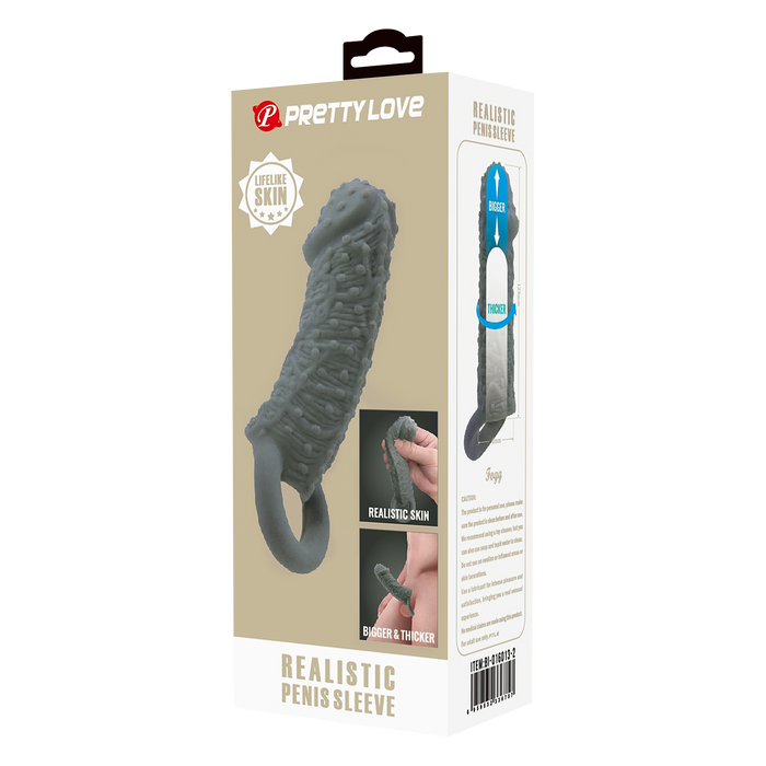 Pretty Love - Fogg - Realistische Penis Sleeve - Donkergrijs-laced-up.nl