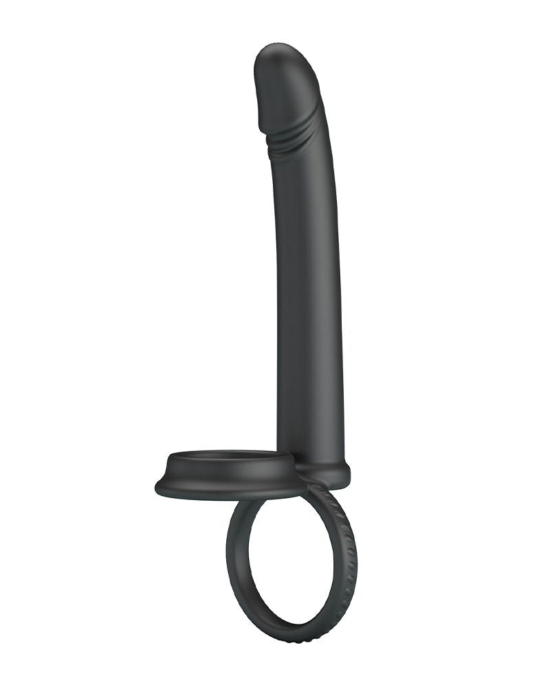 Pretty Love - Moses - Dildo met Cockring en Scrotumring - Zwart-Erotiekvoordeel.nl
