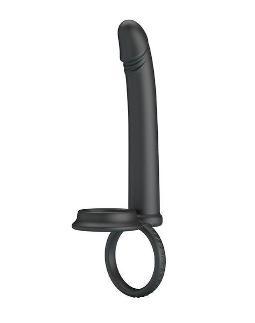 Pretty Love - Moses - Dildo met Cockring en Scrotumring - Zwart-Erotiekvoordeel.nl