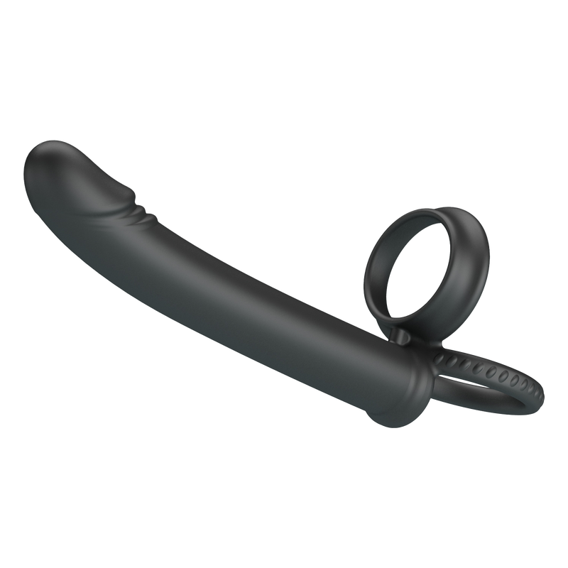 Pretty Love - Moses - Dildo met Cockring en Scrotumring - Zwart-Erotiekvoordeel.nl