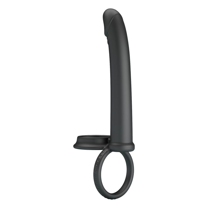 Pretty Love - Moses - Dildo met Cockring en Scrotumring - Zwart-Erotiekvoordeel.nl
