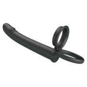 Pretty Love - Moses - Dildo met Cockring en Scrotumring - Zwart-Erotiekvoordeel.nl
