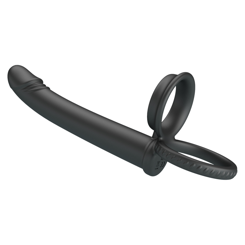 Pretty Love - Moses - Dildo met Cockring en Scrotumring - Zwart-Erotiekvoordeel.nl