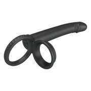 Pretty Love - Moses - Dildo met Cockring en Scrotumring - Zwart-Erotiekvoordeel.nl