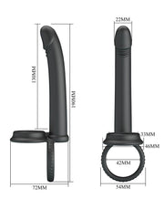 Pretty Love - Moses - Dildo met Cockring en Scrotumring - Zwart-Erotiekvoordeel.nl