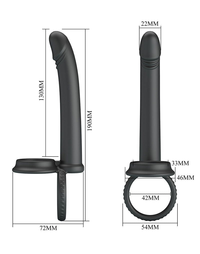 Pretty Love - Moses - Dildo met Cockring en Scrotumring - Zwart-Erotiekvoordeel.nl
