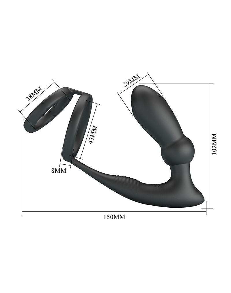 Pretty Love - Emoni - Cockring met Buttplug - Zwart-laced-up.nl