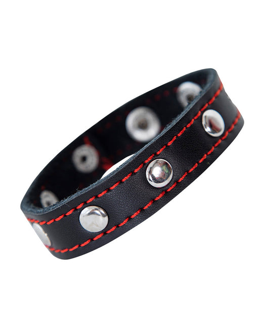 Cut4Men - 2-in-1 Armband & Ballstretcher - PU-Leer - Zwart/Rood-laced-up.nl