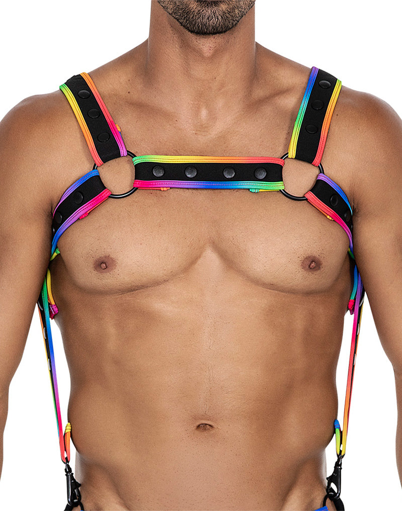 Cut4Men - Harnas - Tuigje - Neo - Zwart/Rainbow-Erotiekvoordeel.nl