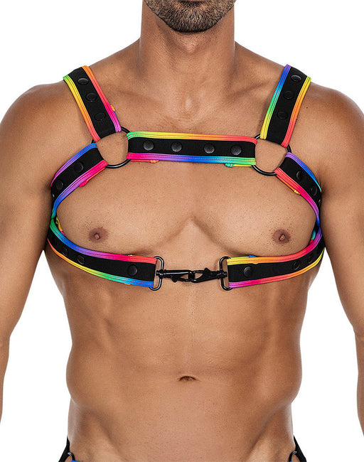 Cut4Men - Harnas - Tuigje - Neo - Zwart/Rainbow-Erotiekvoordeel.nl