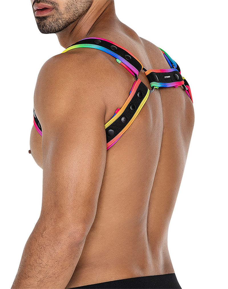 Cut4Men - Harnas - Tuigje - Neo - Zwart/Rainbow-Erotiekvoordeel.nl