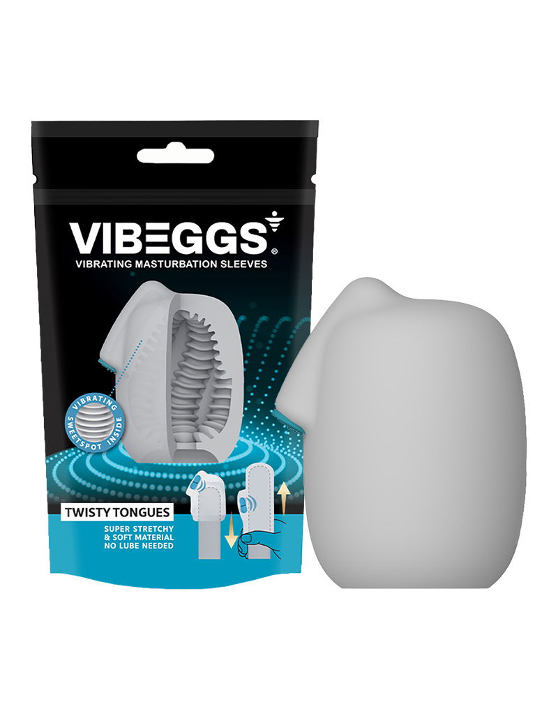 VIBEGGS - Twisty Tongues - Vibrerende Masturbatie Sleeve èn Vinger Vibrator - Wit-laced-up.nl