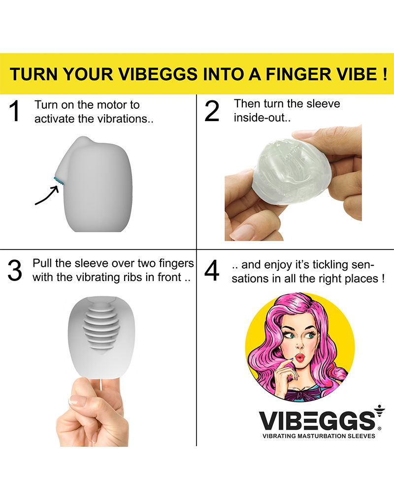 VIBEGGS - Twisty Tongues - Vibrerende Masturbatie Sleeve èn Vinger Vibrator - Wit-laced-up.nl