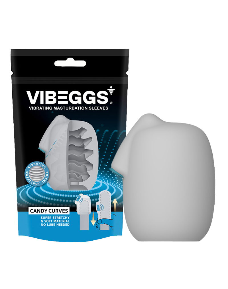 VIBEGGS - Candy Curves - Vibrerende Masturbatie Sleeve èn Vinger Vibrator - Wit-laced-up.nl