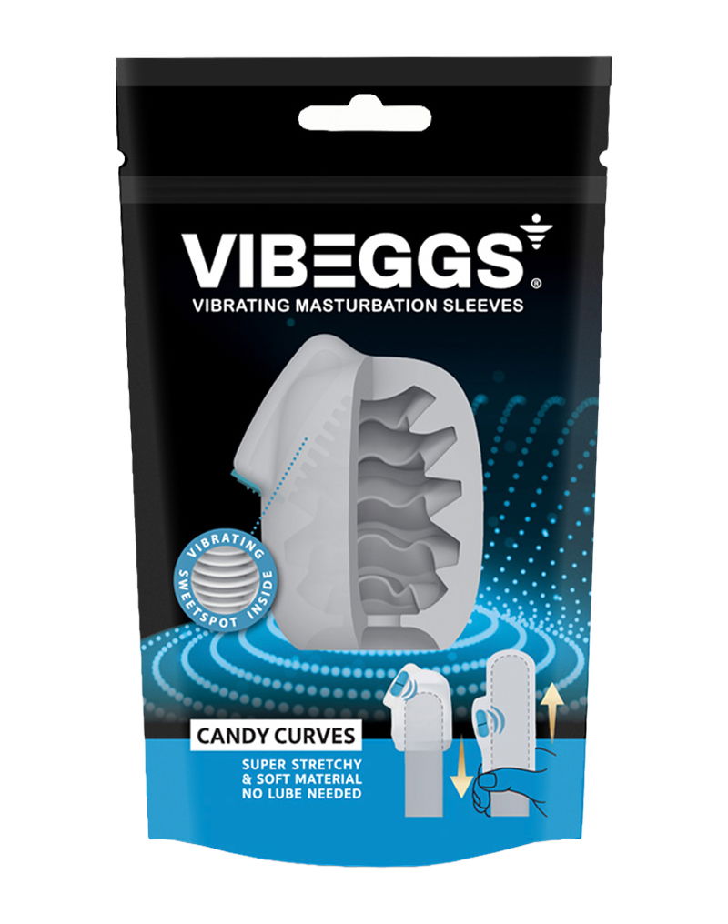 VIBEGGS - Candy Curves - Vibrerende Masturbatie Sleeve èn Vinger Vibrator - Wit-laced-up.nl