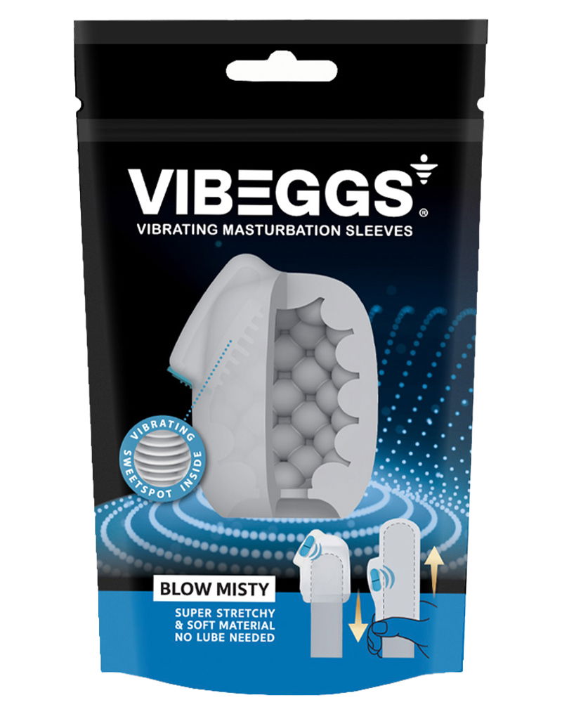 VIBEGGS - Blow Misty - Vibrerende Masturbatie Sleeve èn Vinger Vibrator - Wit-laced-up.nl