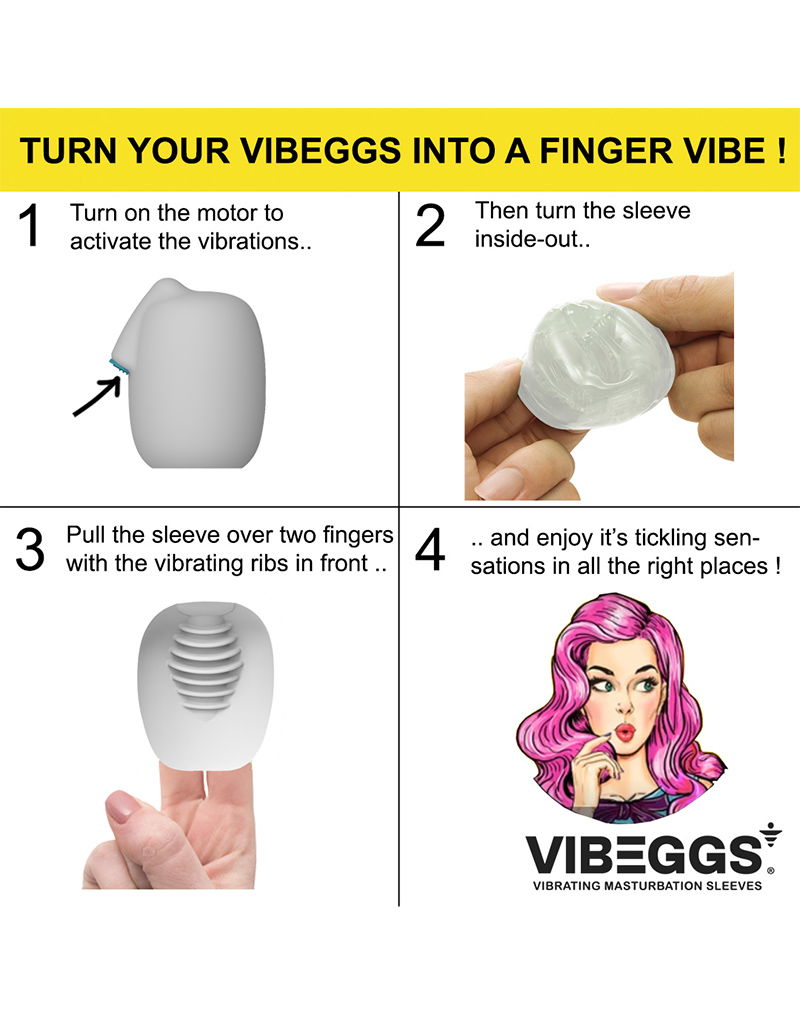 VIBEGGS - Ribs Delight - Vibrerende Masturbatie Sleeve èn Vinger Vibrator - Wit-laced-up.nl