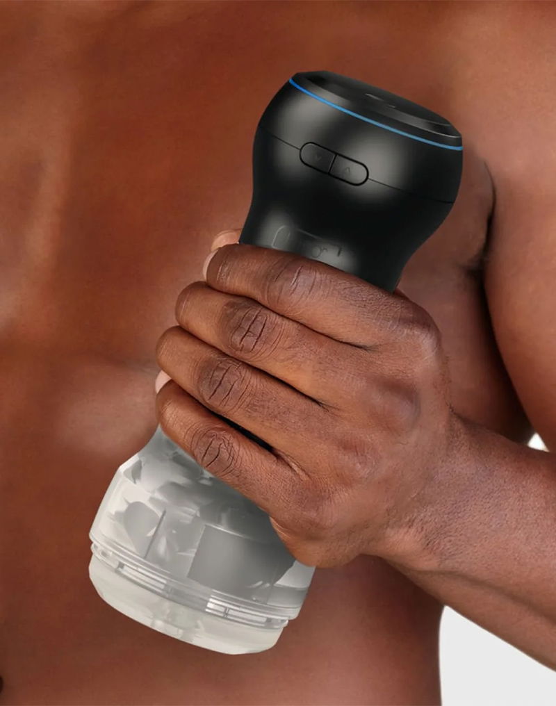 Kiiroo - Feel Pocket Stroker Crystal en Powerblow Combo - Zwart/Transparant-laced-up.nl