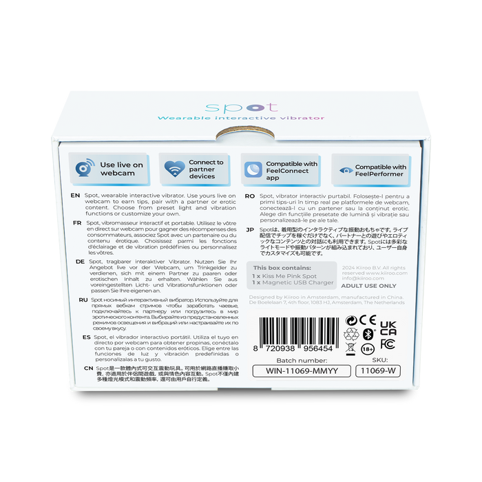Kiiroo - Spot - Draagbaar Interactief Vibrerend Eitje - Kiss Me - Roze-Erotiekvoordeel.nl