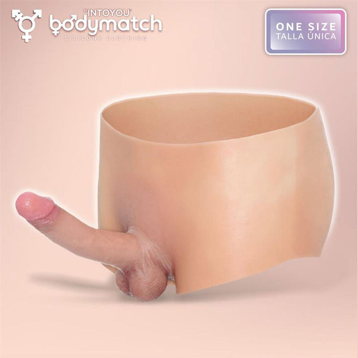 Bodymatch - Blayke - Bodysuit met Geïntegreerde Siliconen Penis - One Size - Lichte Huidskleur-laced-up.nl