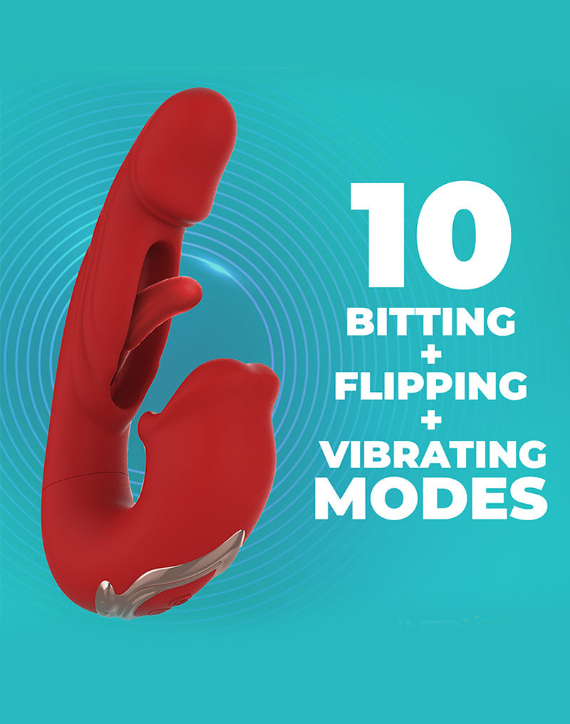 Intoyou - Mouty - Bitting & Flipping Rabbit Vibrator met App - Rood-laced-up.nl