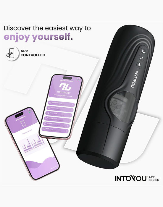 IY - Egor - App Bediende Masturbator met Trusting & Rotatie – Zwart-Erotiekvoordeel.nl