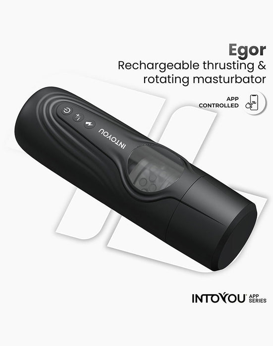 IY - Egor - App Bediende Masturbator met Trusting & Rotatie – Zwart-Erotiekvoordeel.nl