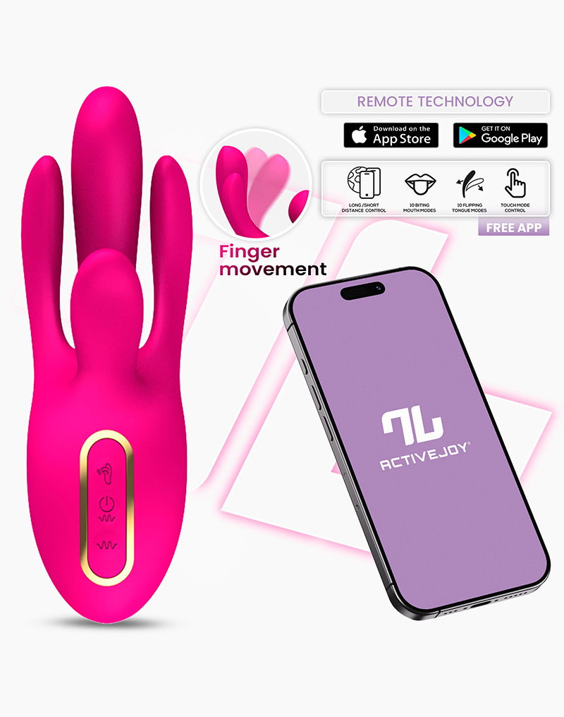 IY - Derek - Clitoris Vibrator - Bewegende Vingers - 3 motoren - App-bediening - Roze-laced-up.nl