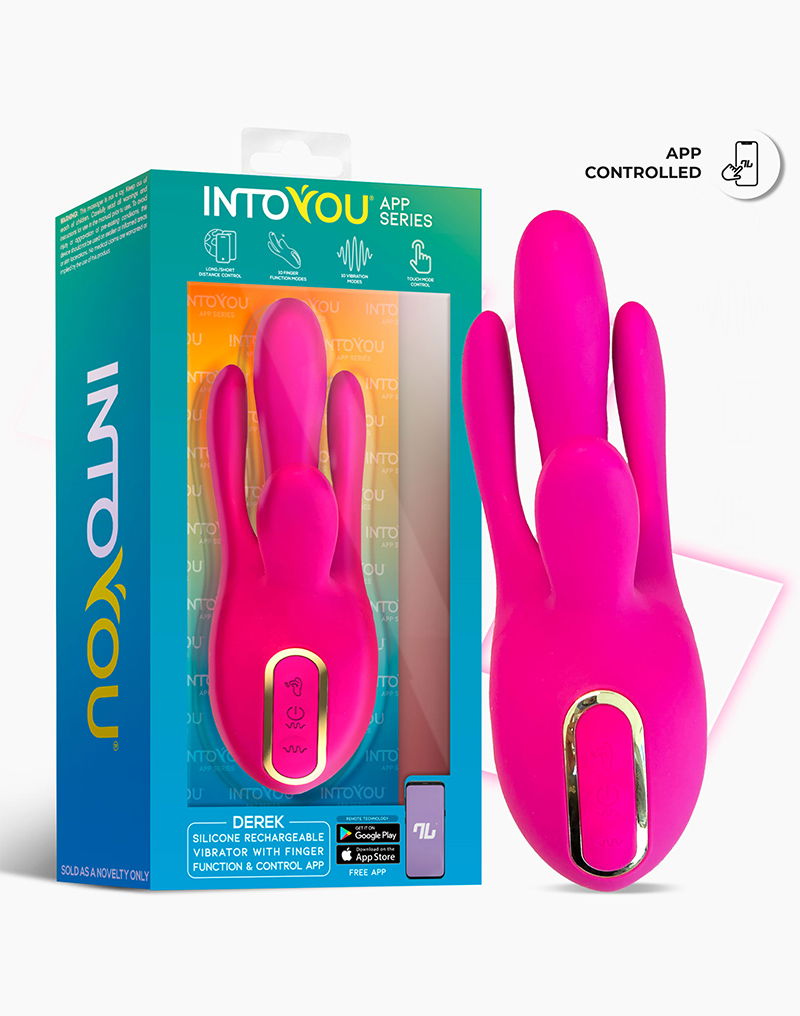 IY - Derek - Clitoris Vibrator - Bewegende Vingers - 3 motoren - App-bediening - Roze-laced-up.nl