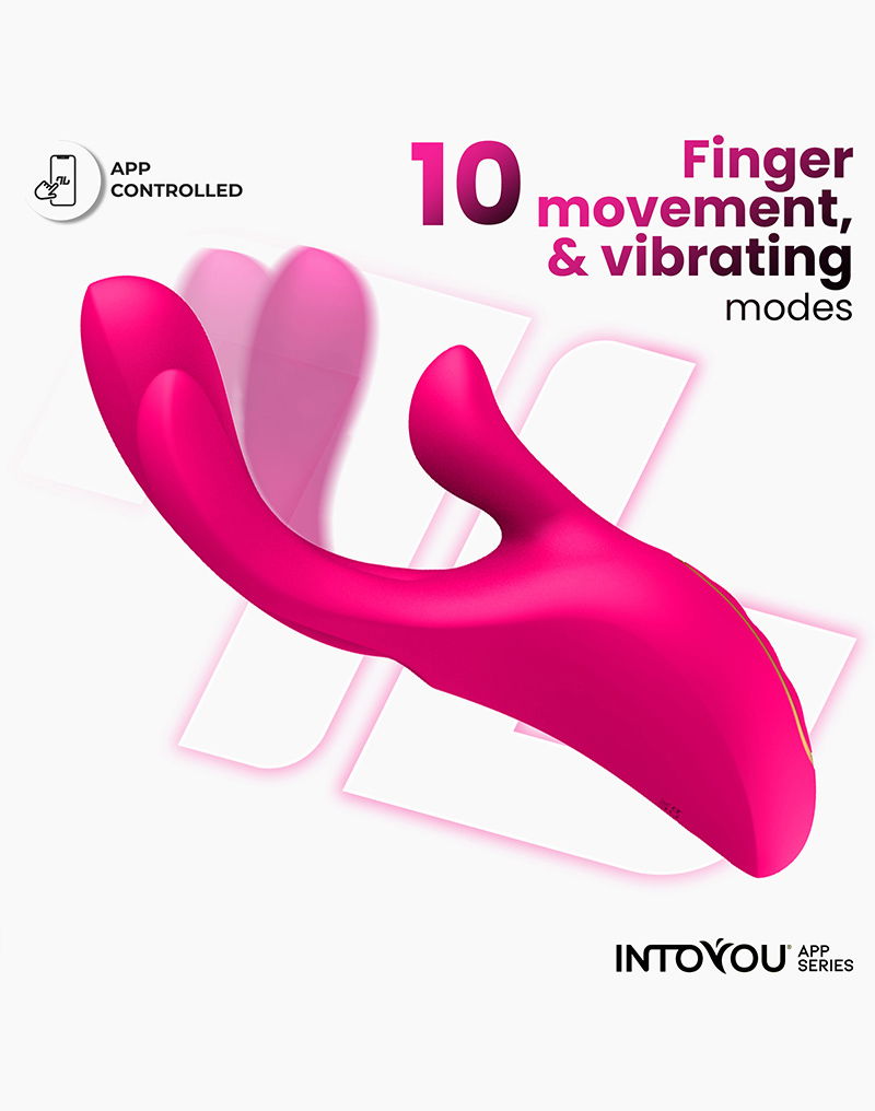IY - Derek - Clitoris Vibrator - Bewegende Vingers - 3 motoren - App-bediening - Roze-laced-up.nl