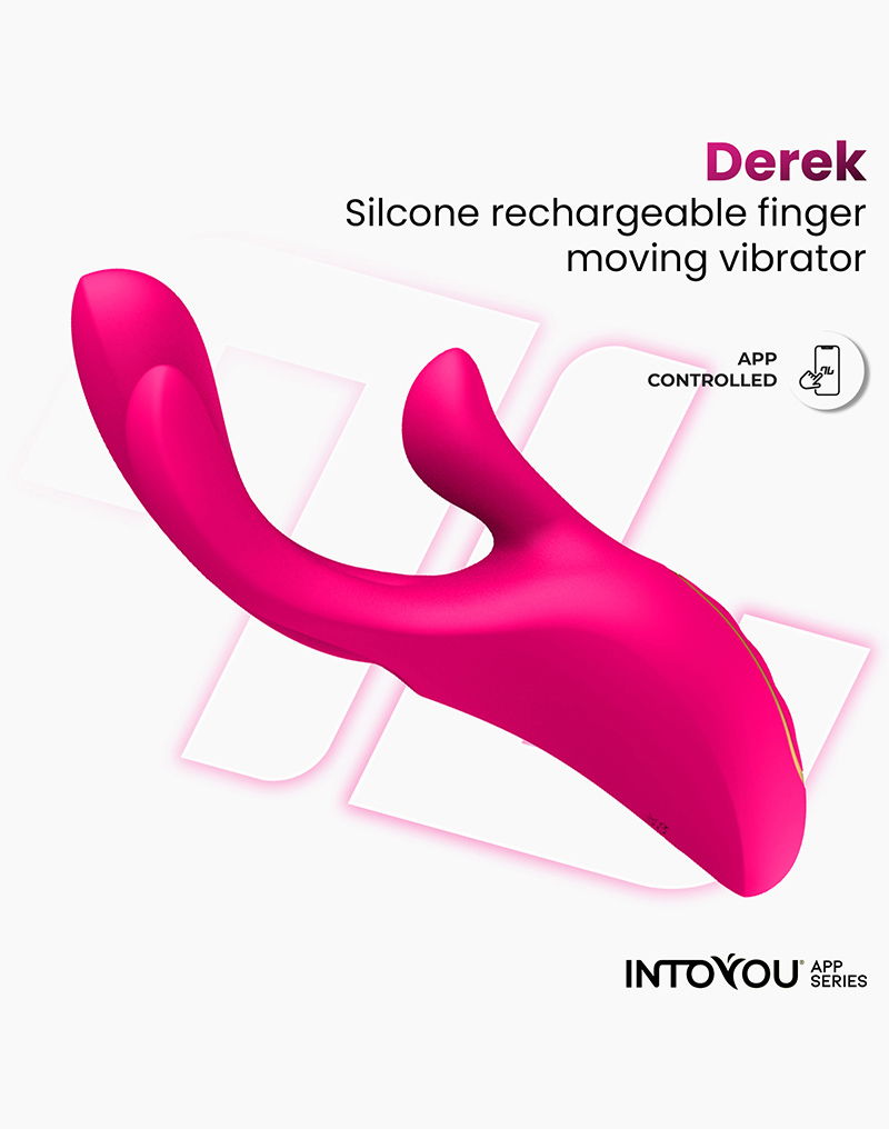 IY - Derek - Clitoris Vibrator - Bewegende Vingers - 3 motoren - App-bediening - Roze-laced-up.nl