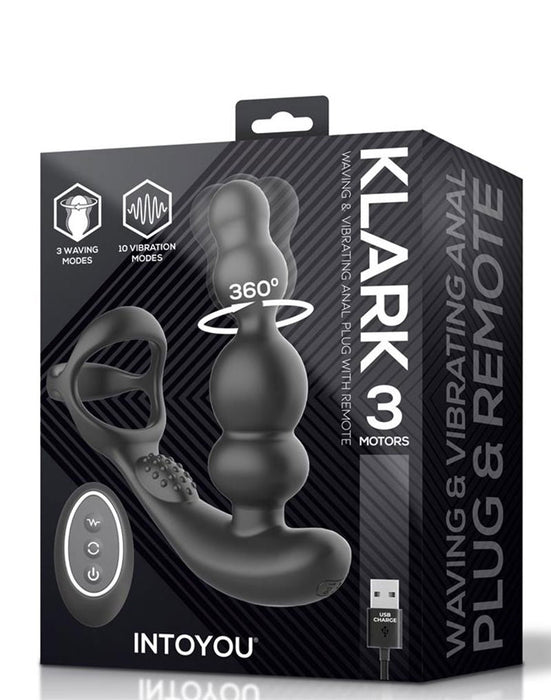 IY Klark - Roterende & Vibrerende Anaalplug met Afstandsbediening - Zwart-Erotiekvoordeel.nl