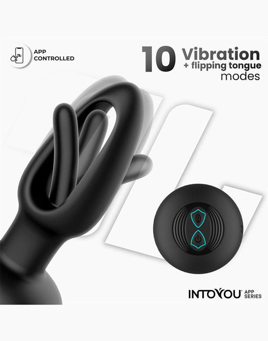 IY Zack - Plug anal con lengua móvil - Control mediante aplicación - Negro