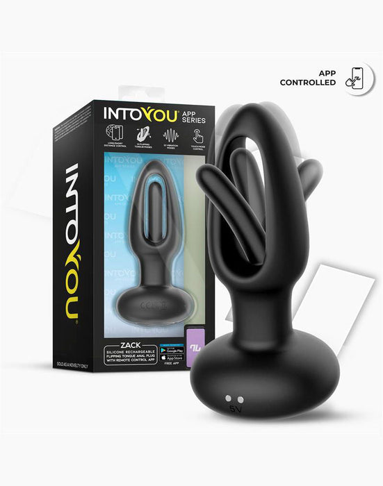 IY Zack - Plug anal con lengua móvil - Control mediante aplicación - Negro