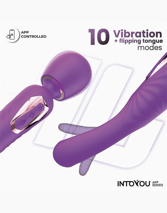 IY Salma - Vibrador de varita con lengua giratoria - Controlado por aplicación - Morado