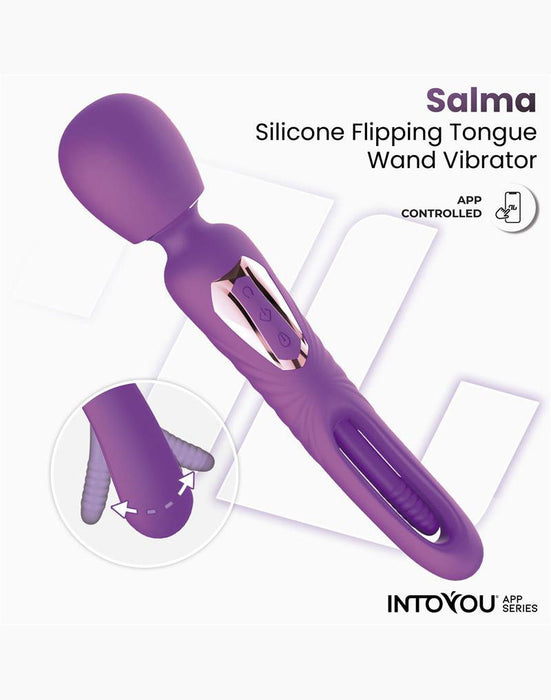 IY Salma - Vibrador de varita con lengua giratoria - Controlado por aplicación - Morado