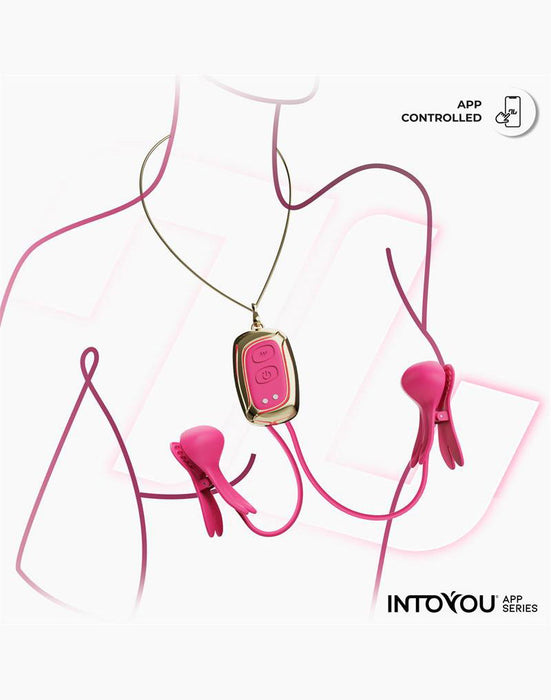 IY Tickly - Vibrerende Tepelklemmen met ketting - App Control - Roze