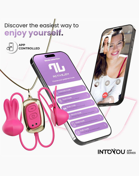 IY Tickly - Vibrerende Tepelklemmen met ketting - App Control - Roze