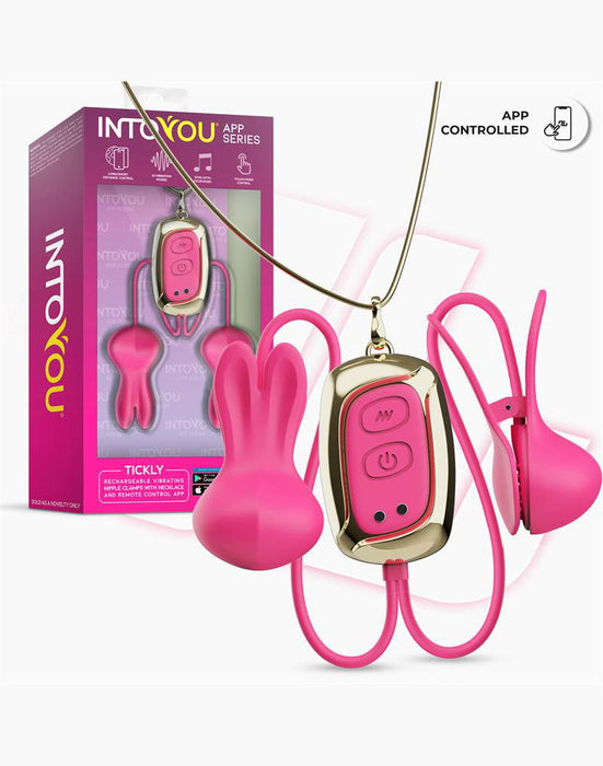 IY Tickly - Vibrerende Tepelklemmen met ketting - App Control - Roze
