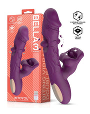 IY - Bella - Triple Motor Vibrator met Dubbel Kietelend Balletje en Likkende Tong - Paars-laced-up.nl