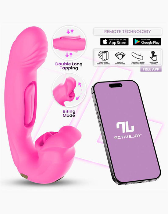 IY - Bimby - Knabbelende en Dubbel Tapping Vibrator - App Control - Roze-Erotiekvoordeel.nl